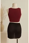 Kadın Bordo Yuvarlak Yaka Crop Ve Siyah Pareo 2'li Set – Modern Ve Şık Tasarım