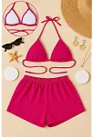 Kadın Fuşya Şortlu Belden Ve Boyundan Bağlamalı Bikini Takımı – Modern, Konforlu Ve Günlük Kombinlere Uygun Kadın Fuşya Şortlu Belden Ve Boyundan Bağlamalı Bikini Takımı – Modern, Konforlu Ve Günlük Kombinlere Uygun