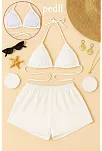 Kadın Beyaz Şortlu Belden Ve Boyundan Bağlamalı Bikini Takımı – Modern, Konforlu Ve Günlük Kombinlere Uygun Kadın Beyaz Şortlu Belden Ve Boyundan Bağlamalı Bikini Takımı – Modern, Konforlu Ve Günlük Kombinlere Uygun