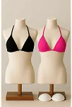 Kadın Siyah Ve Fuşya Minimal Kesim Üçgen Bikini Üstü – Modern Ve Şık Tasarım