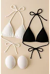 Kadın Siyah Ve Beyaz Minimal Kesim Üçgen Bikini Üstü – Modern Ve Şık Tasarım