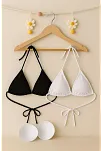 Kadın Siyah Ve Beyaz Minimal Kesim Üçgen Bikini Üstü – Modern Ve Şık Tasarım