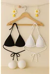 Kadın Siyah Ve Beyaz Minimal Kesim Üçgen Bikini Üstü – Modern Ve Şık Tasarım