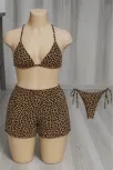 Kadın 3'lü Set Leopar Desenli Şortlu Ve Yandan Bağlamalı Bikini Mayo Takımı – Modern, Konforlu Ve Günlük Kombinlere Uygun