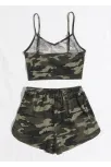 Kadın Kamuflaj Desenli Askılı Crop Top Ve Şortlu Gecelik Takım – Modern, Konforlu Ve Günlük Kombinlere Uygun