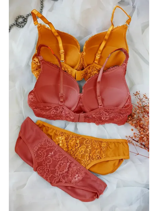 Kadın Hardal Ve Kiremit Rengi Dolgulu Balenli Sütyen Külot 2'li Paket – Modern Ve Şık Tasarım Kadın Hardal Ve Kiremit Rengi Dolgulu Balenli Sütyen Külot 2'li Paket – Modern Ve Şık Tasarım