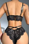 Kadın Siyah Kalp Tokalı Çapraz Lastik Detaylı Dantel İç Çamaşır Takımı Kadın Siyah Kalp Tokalı Çapraz Lastik Detaylı Dantel İç Çamaşır Takımı