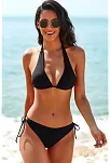 Kadın Siyah Belden, Boyundan Bağlamalı Ve Ayarlanabilir Külotlu Üçgen Bikini Mayo Takımı – Modern, Konforlu Ve Günlük Kombinlere Uygun