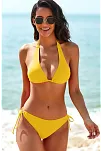 Kadın Sarı Belden, Boyundan Bağlamalı Ve Ayarlanabilir Külotlu Üçgen Bikini Mayo Takımı – Modern, Konforlu Ve Günlük Kombinlere Uygun