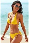 Kadın Sarı Belden, Boyundan Bağlamalı Ve Ayarlanabilir Külotlu Üçgen Bikini Mayo Takımı – Modern, Konforlu Ve Günlük Kombinlere Uygun