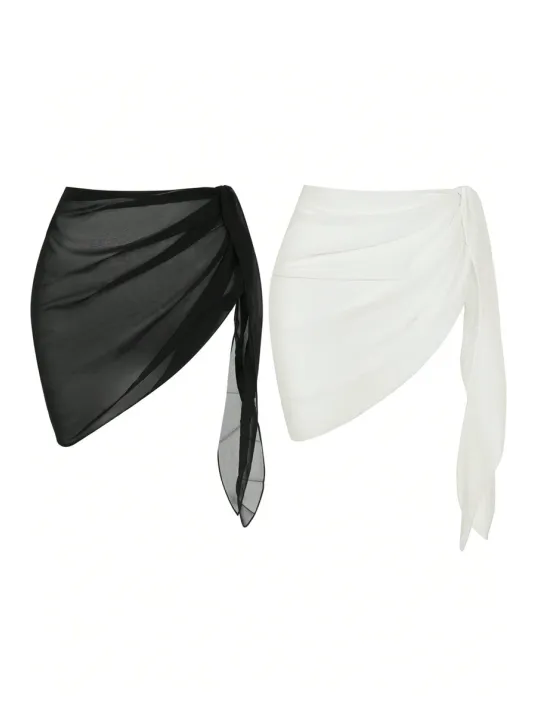 Kadın Siyah Beyaz Transparan Belden Bağlamalı Pareo 2'li – Modern Ve Şık Tasarım Kadın Siyah Beyaz Transparan Belden Bağlamalı Pareo 2'li – Modern Ve Şık Tasarım