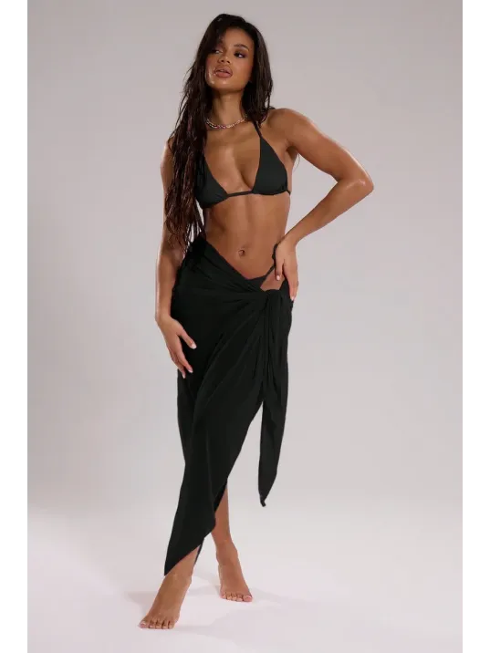 Kadın Siyah Bodrum Stili Bağlama Detaylı 150x75 Pareo – Modern Ve Şık Tasarım Kadın Siyah Bodrum Stili Bağlama Detaylı 150x75 Pareo – Modern Ve Şık Tasarım