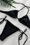 Kadın Siyah Yandan Bağlamalı Tangalı Üçgen Bikini Mayo Takımı – Modern, Konforlu Ve Günlük Kombinlere Uygun
