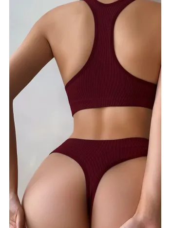 Kadın Bordo Desteksiz Seamless Tangalı İç Çamaşır Takımı Kadın Bordo Desteksiz Seamless Tangalı İç Çamaşır Takımı