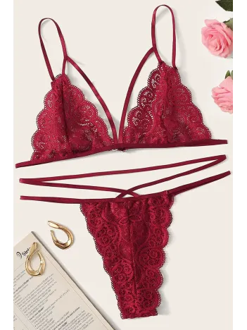 Kadın Bordo Dantel Sütyen Külot Takımı – Modern, Konforlu Ve Günlük Kombinlere Uygun