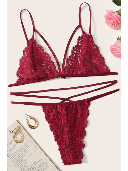 Kadın Bordo Dantel Sütyen Külot Takımı – Modern, Konforlu Ve Günlük Kombinlere Uygun