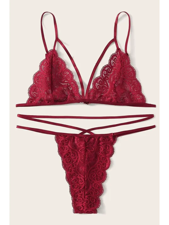 Kadın Bordo Dantel Sütyen Külot Takımı – Modern, Konforlu Ve Günlük Kombinlere Uygun