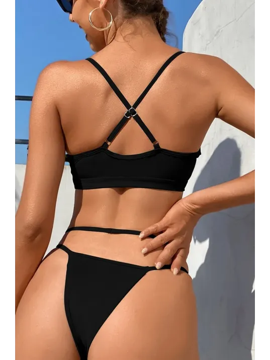 Kadın Siyah File Detaylı Iç Çamaşır Takımı – Modern, Konforlu Ve Günlük Kombinlere Uygun