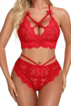 Kırmızı Çapraz Ip Detaylı Şık Sütyen Külot Takım