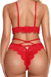 Kırmızı Çapraz Ip Detaylı Şık Sütyen Külot Takım