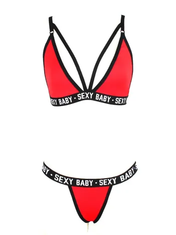 Kadın Kırmızı Yazı Detaylı Ipli Sütyen Takımı – Modern, Konforlu Ve Günlük Kombinlere Uygun