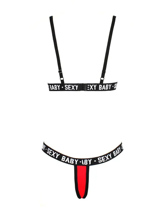 Kadın Kırmızı Yazı Detaylı Ipli Sütyen Takımı – Modern, Konforlu Ve Günlük Kombinlere Uygun