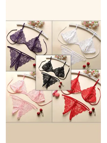 Kadın Dantelli Sütyen Külot Takımı 5'li Set