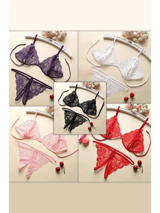 Kadın Dantelli Sütyen Külot Takımı 5'li Set