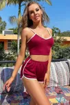 Kadın Bordo Askılı Crop Top Ve Şortlu Gecelik Takım – Modern, Konforlu Ve Günlük Kombinlere Uygun