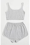 Kadın Gri Askılı Crop Top Ve Şortlu Gecelik Takım