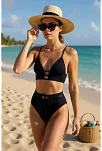 Kadın Siyah Yüksek Bel Özel Bikini Takımı – Modern, Konforlu Ve Günlük Kombinlere Uygun
