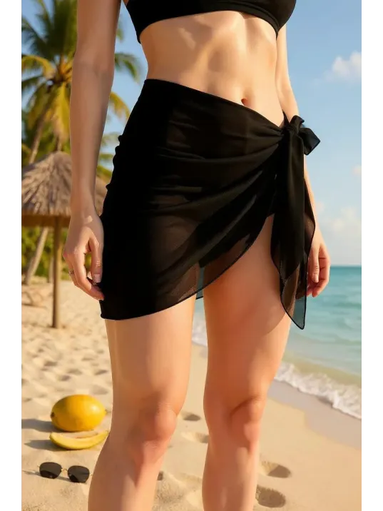 Kadın Siyah Transparan Belden Bağlamalı Pareo – Modern Ve Şık Tasarım Kadın Siyah Transparan Belden Bağlamalı Pareo – Modern Ve Şık Tasarım