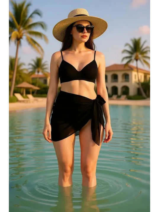 Kadın Siyah Transparan Belden Bağlamalı Pareo – Modern Ve Şık Tasarım Kadın Siyah Transparan Belden Bağlamalı Pareo – Modern Ve Şık Tasarım