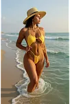 Kadın Sarı Yandan Bağlamalı Tangalı Üçgen Bikini Mayo Takımı – Modern, Konforlu Ve Günlük Kombinlere Uygun