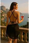 Kadın Siyah Çapraz Bağlamalı Crop Ve Pareo 2'li Set – Modern Ve Şık Tasarım