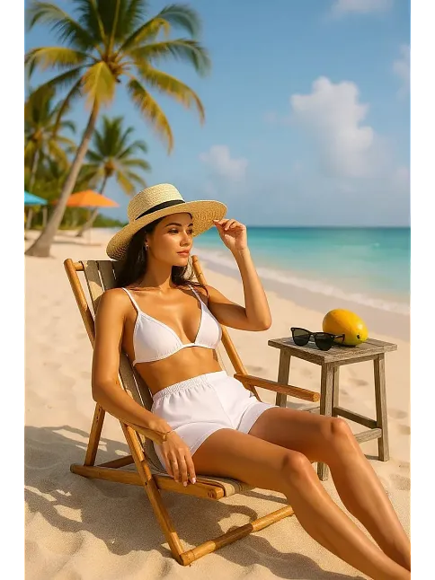 Kadın Beyaz Şortlu Belden Ve Boyundan Bağlamalı Bikini Takımı – Modern, Konforlu Ve Günlük Kombinlere Uygun Kadın Beyaz Şortlu Belden Ve Boyundan Bağlamalı Bikini Takımı – Modern, Konforlu Ve Günlük Kombinlere Uygun