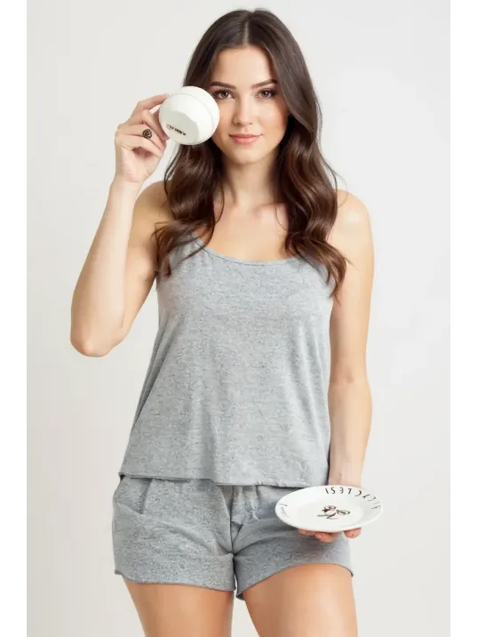 Kadın Gri Şortlu Penye Gecelik Takımı – Modern, Konforlu Ve Günlük Kombinlere Uygun Kadın Gri Şortlu Penye Gecelik Takımı – Modern, Konforlu Ve Günlük Kombinlere Uygun