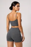 Kadın Antrasit Gri Şortlu Kaşkorse Gecelik Takım – Modern, Konforlu Ve Günlük Kombinlere Uygun