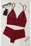 Kadın Bordo Dantel Bralet Şort Takımı – Asil Ve Sofistike İç Giyim
