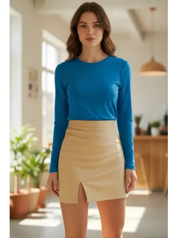 Kadın Mavi Parmak Detaylı Esnek Uzun Kollu Body Kadın Mavi Parmak Detaylı Esnek Uzun Kollu Body