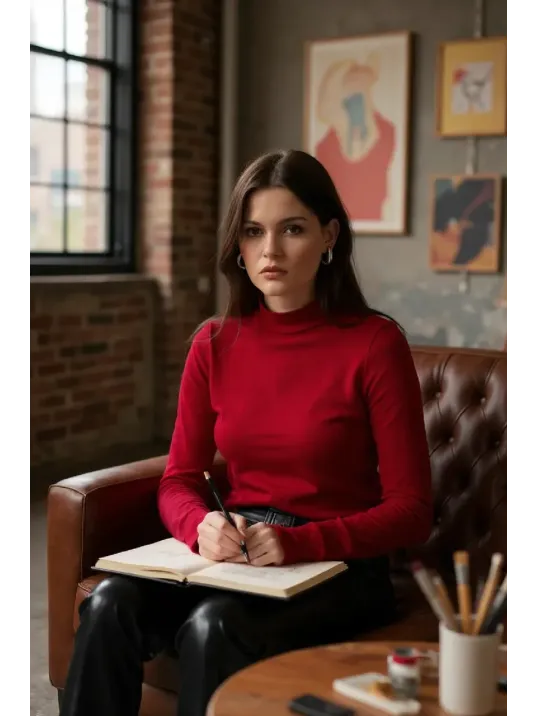 Kadın Bordo Parmak Detaylı Esnek Uzun Kollu Body