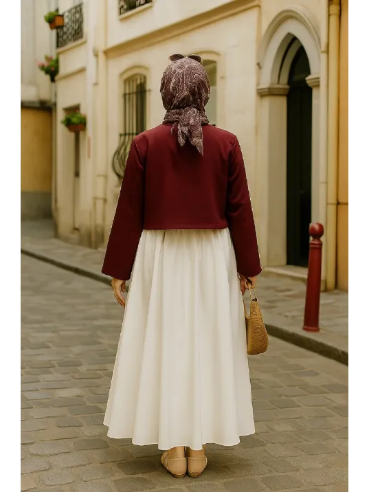 Kadın Bordo Kısa Kimono Ceket – Zarif Ve Şık Kombin Parçası