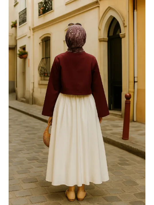 Kadın Bordo Kısa Kimono Ceket – Zarif Ve Şık Kombin Parçası