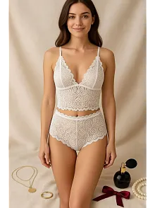 Kadın Beyaz Dantel Bralet Şort Takımı – Romantik Ve Zarif İç Giyim