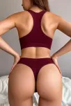 Kadın Bordo Seamless Tanga Sütyen Takım – Modern, Konforlu Ve Günlük Kombinlere Uygun