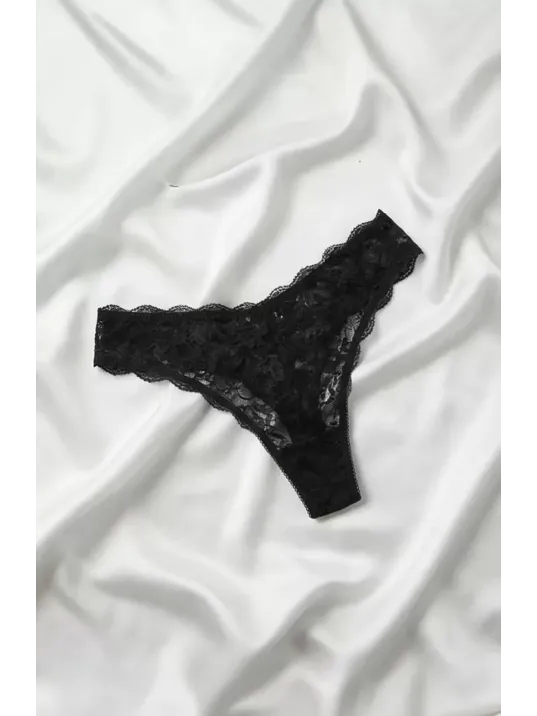 Kadın Siyah Dantel Tanga Külot – Modern Ve Şık Tasarım