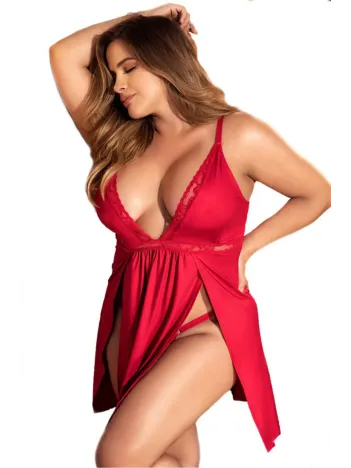 Büyük Beden Kırmızı Fantazi Iç Giyim Kadın Dantel Iç Çamaşırı 2xl 3xl 4xl