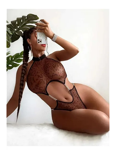 Kadın Leopar Desen Zincirli Kahverengi Seksi Babydoll Fantezi Kostüm Kadın Leopar Desen Zincirli Kahverengi Seksi Babydoll Fantezi Kostüm