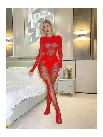 Kadın Seksi Özel Bölgesi Açık Fileli Fantezi Büük Bedenlere Uygun Utlra Esnek Vücut Çorabı..