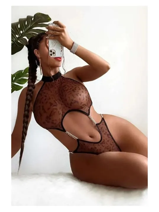 Leopar Büyük Beden Fantezi Gecelik Özel Gece Kostümü Gece Kıyafeti